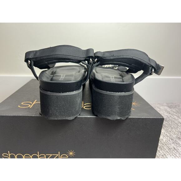 Zaria Platform Sandal, Black, Rhinestones, Y2K Style, NIB - Picture 4 of 7